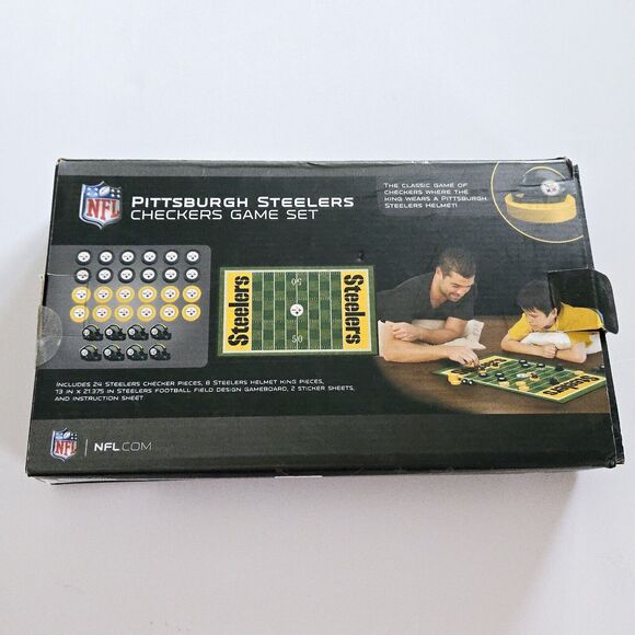 NFL Pittsburgh Steelers Checkers Board Game Set Open Box Complete New Tailgating - Picture 5 of 11